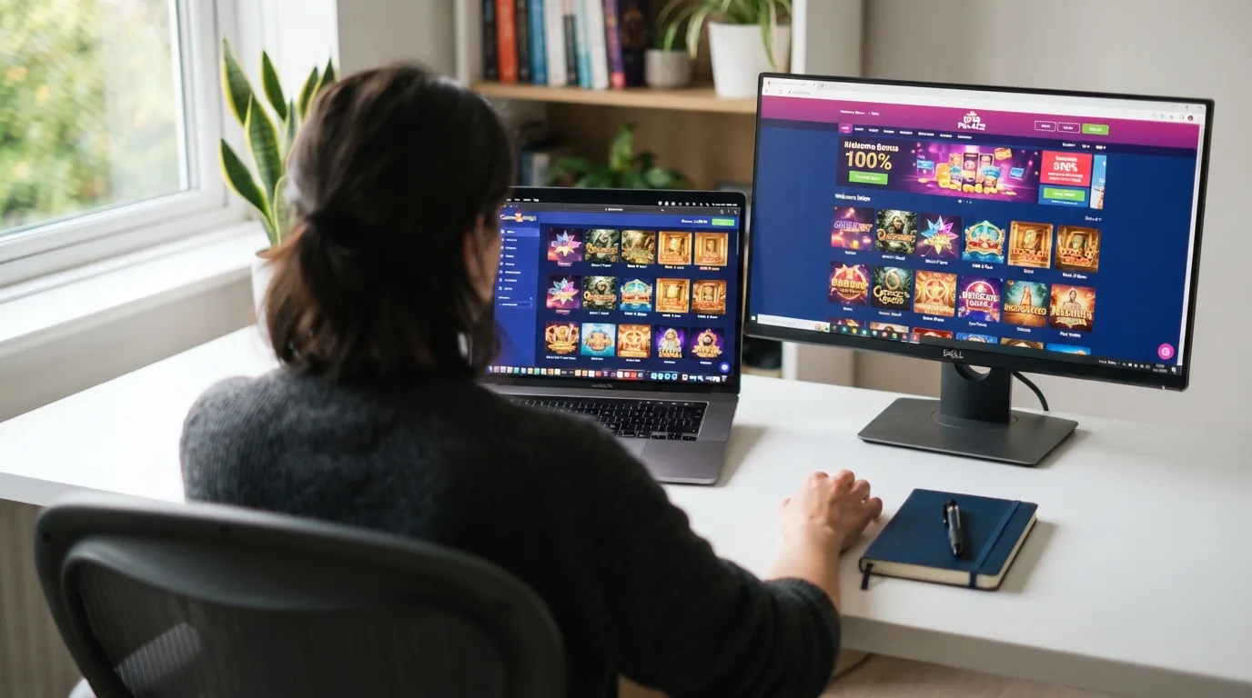 Overzicht van Nederlandse online casino's met Amatic-spellen naast elkaar op een scherm