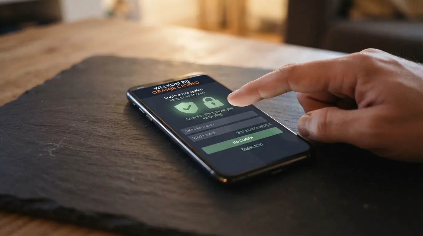 Een smartphone die het openbare Ksa-vergunningenregister toont met daarop de vergunninggegevens van een legale aanbieder, met het CRUKS-logo en een slotje-icoon ernaast.