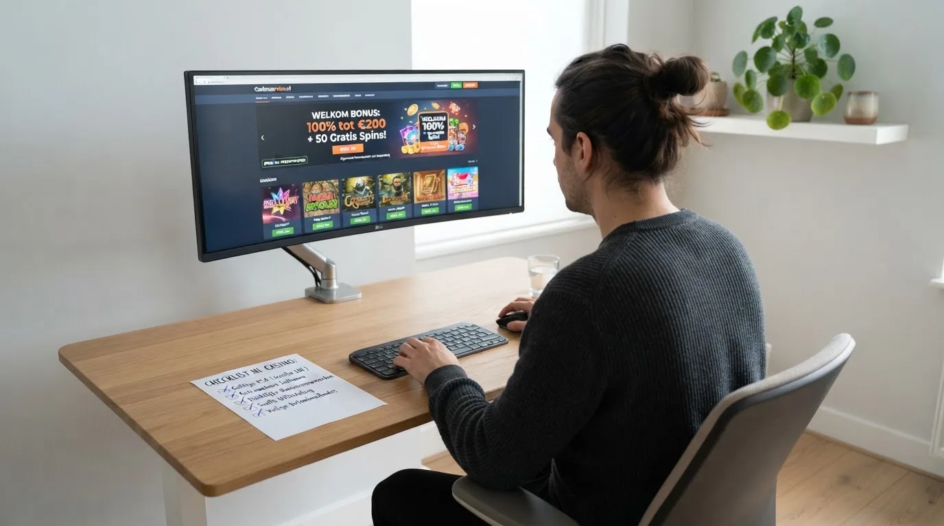 Een overzicht van de logo's van tien Ksa-vergunde online casino's op een helder scherm, met ernaast een vergelijkingslijst van bonusvoorwaarden