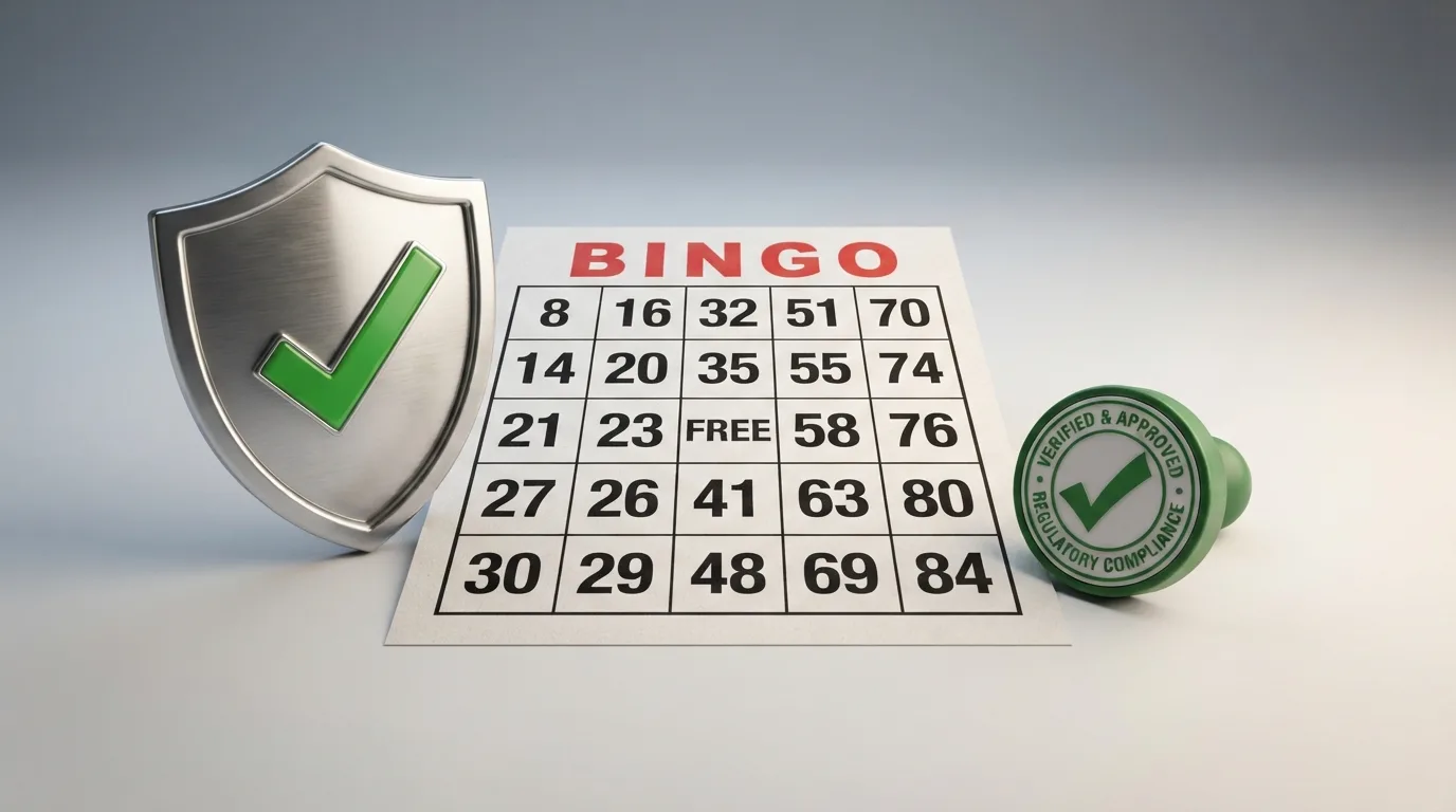 Het logo van de Kansspelautoriteit naast een rij bingokaarten en een vergunning-document met een groen vinkje
