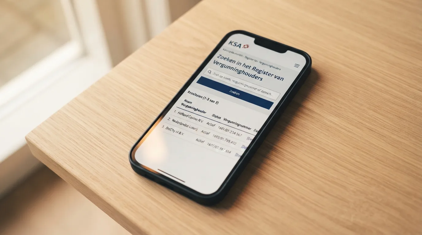 Zoekscherm van de Kansspelwijzer met het openbare register van vergunde kansspelaanbieders