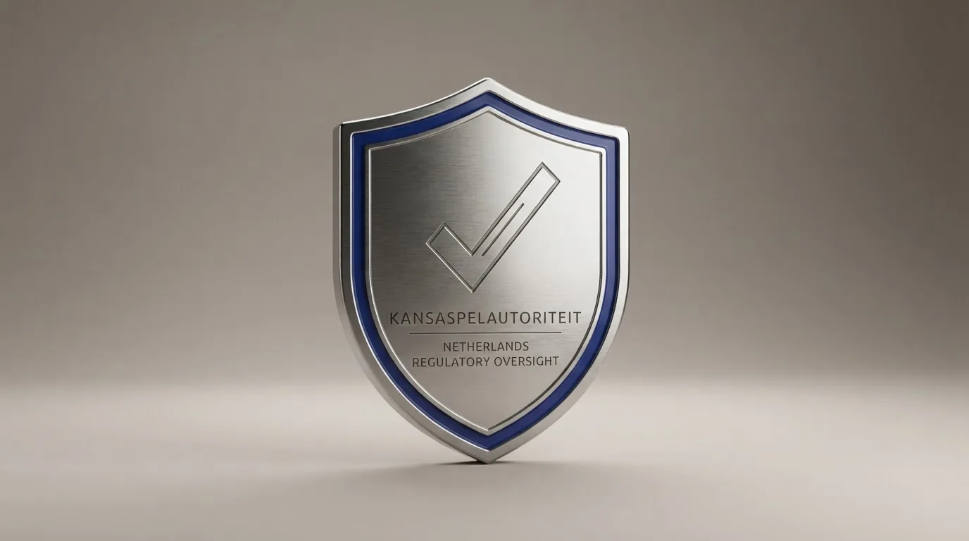 Het keurmerk van de Kansspelautoriteit op de website van een vergund casino