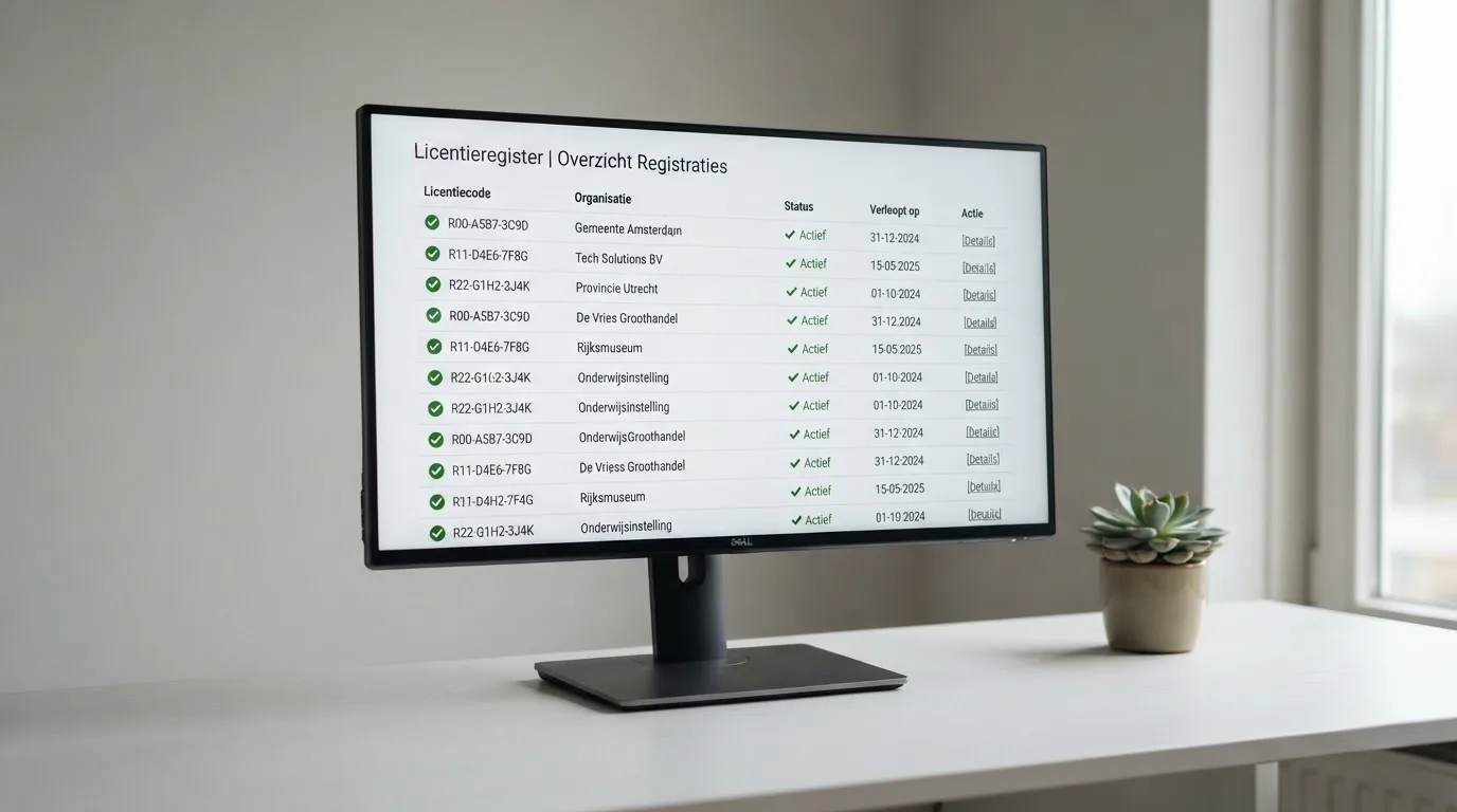 Het openbare vergunningenoverzicht van de Kansspelautoriteit op een computerscherm