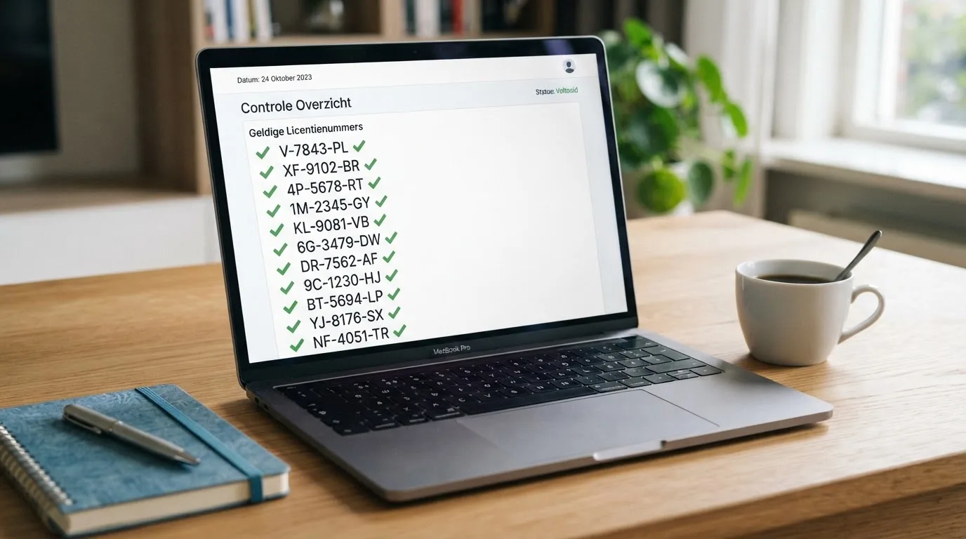 Lijstscherm met vergunningnummers uit het Ksa-register